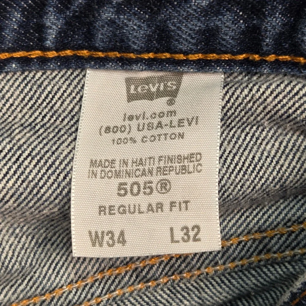 Vtg‎ Y2K Levi's 505 Sraight Leg Regular Jeans Mens 34x32 Fits 32×32 Distressed